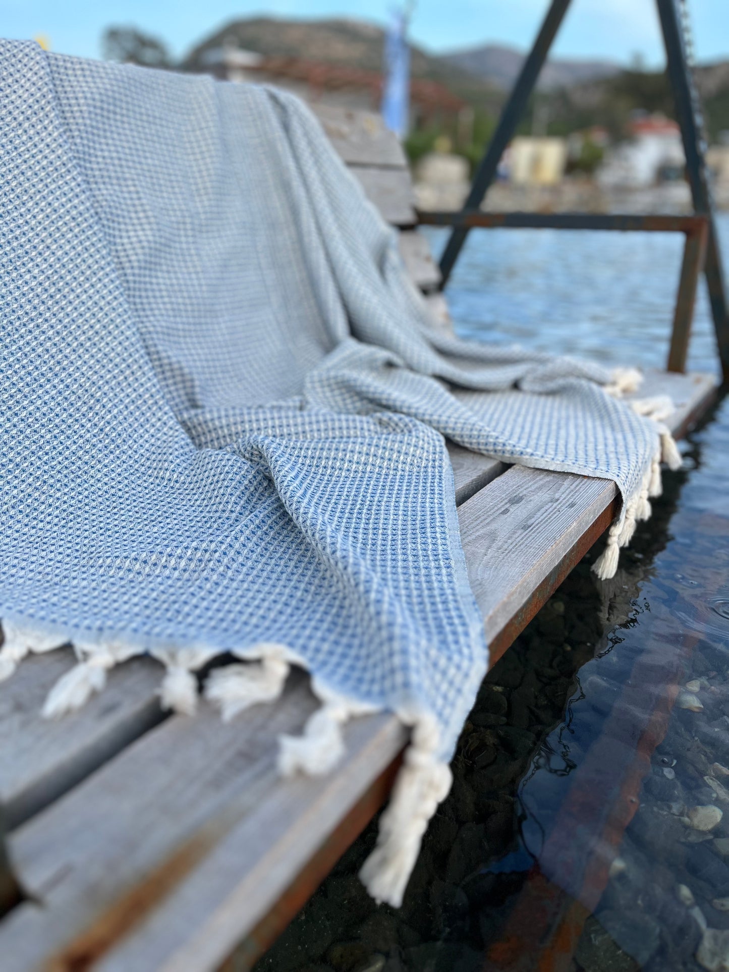 Lidya 100% cotton handwoven waffle beach and bath towel set