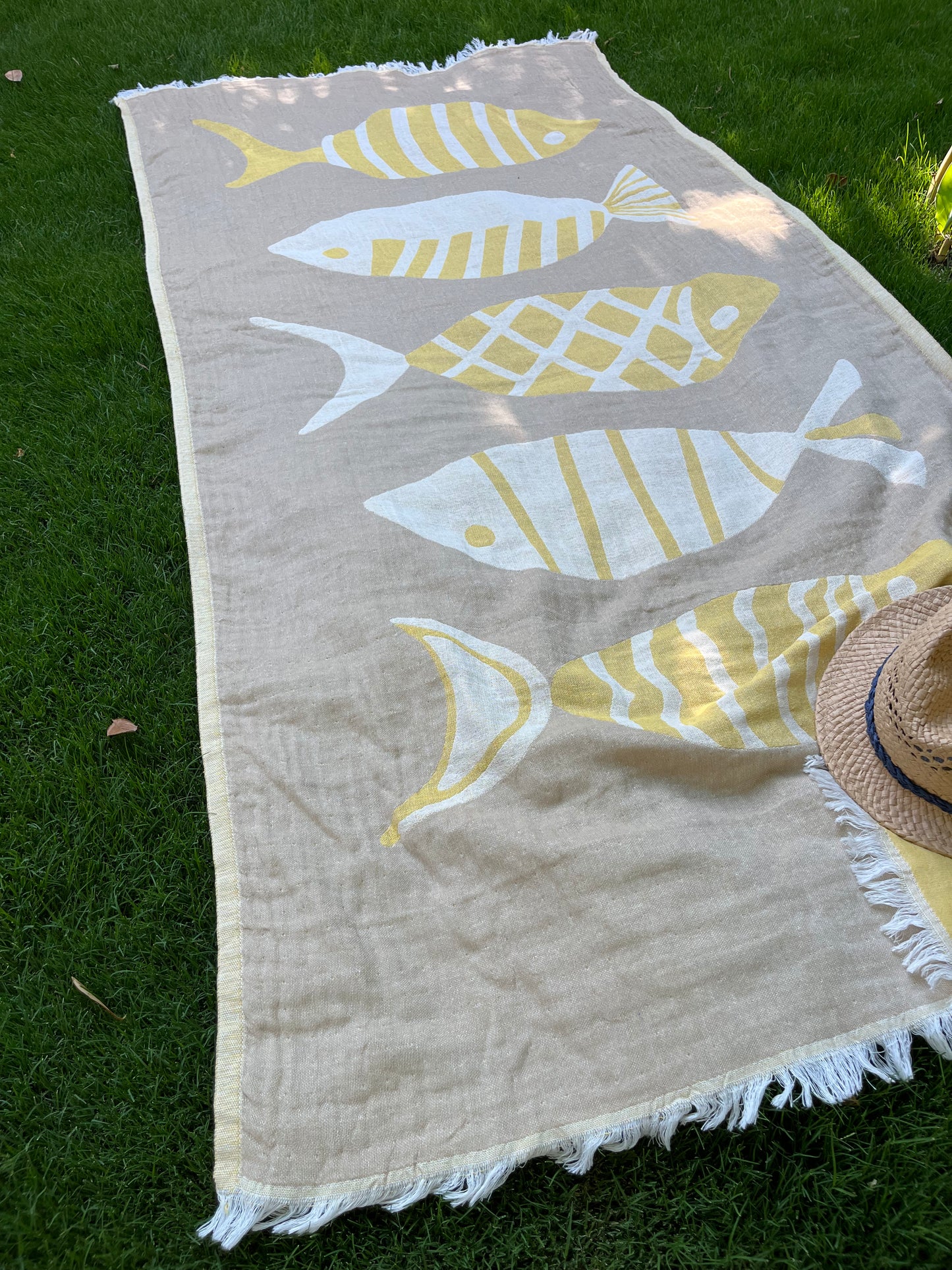 Poseidon 100% cotton gauze handwoven beach and bath towel.