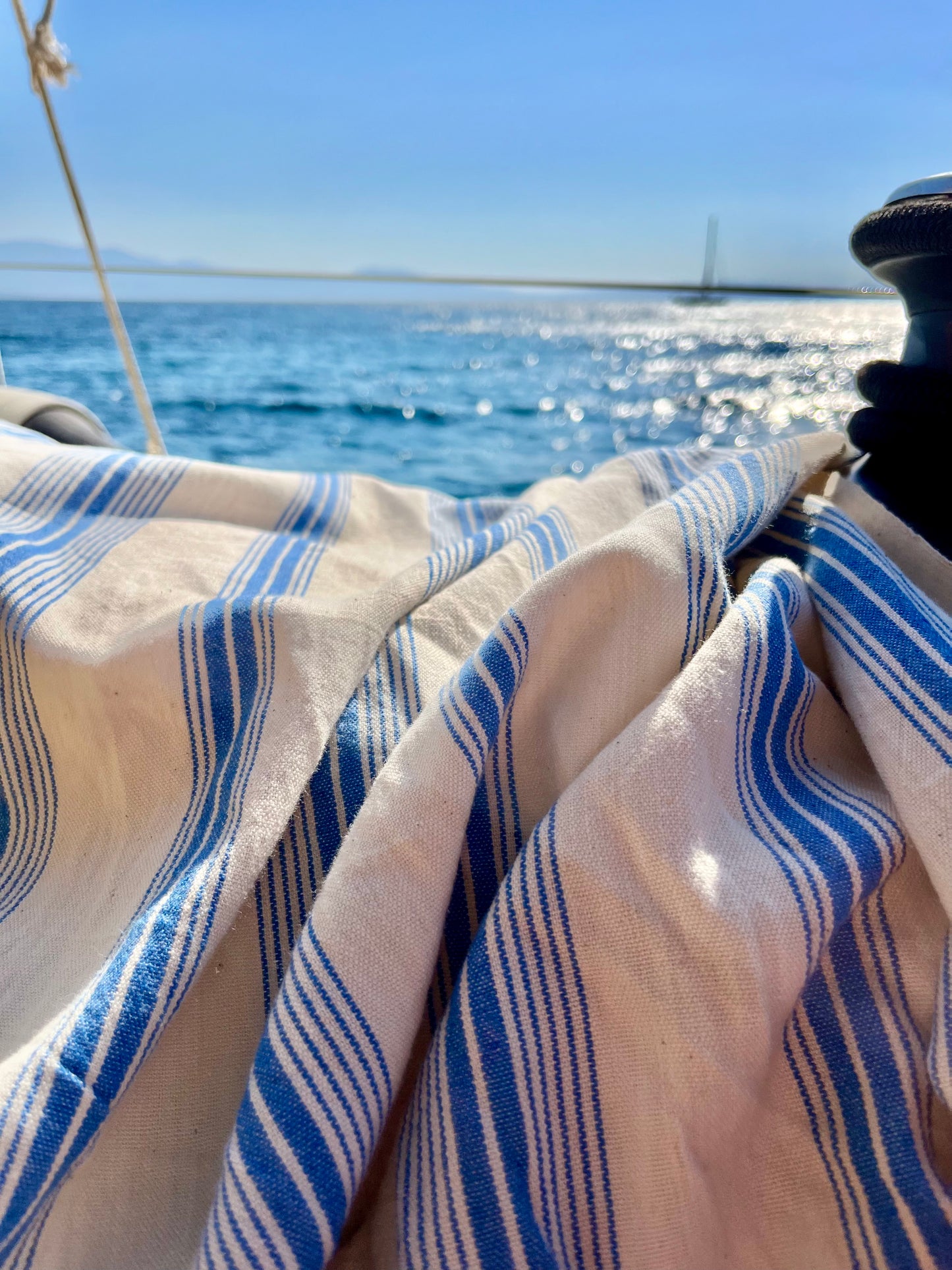 Aegean Blue Stripe Beach and Bath Towel