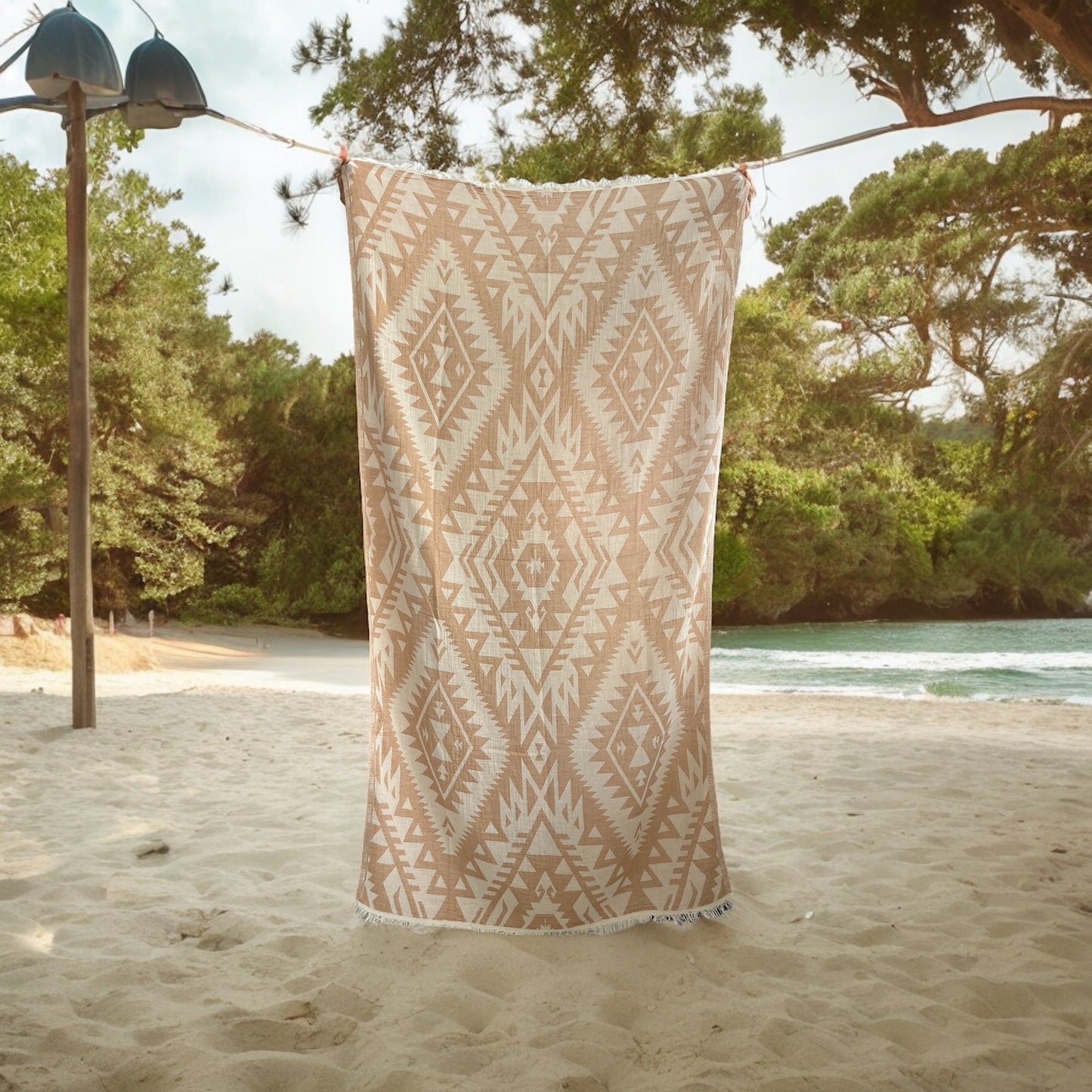 Troy Ethnic Design 100% Cotton Gauze Beach and Bath Towel