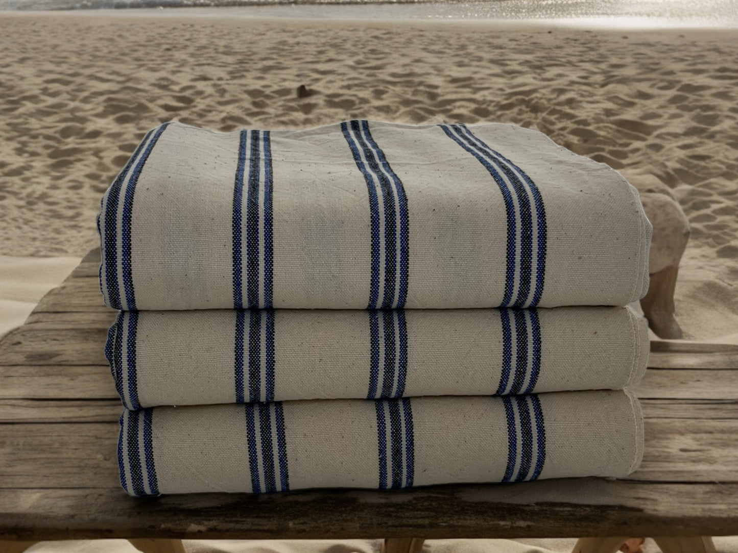 Erine striped 100% cotton bath and beach towel