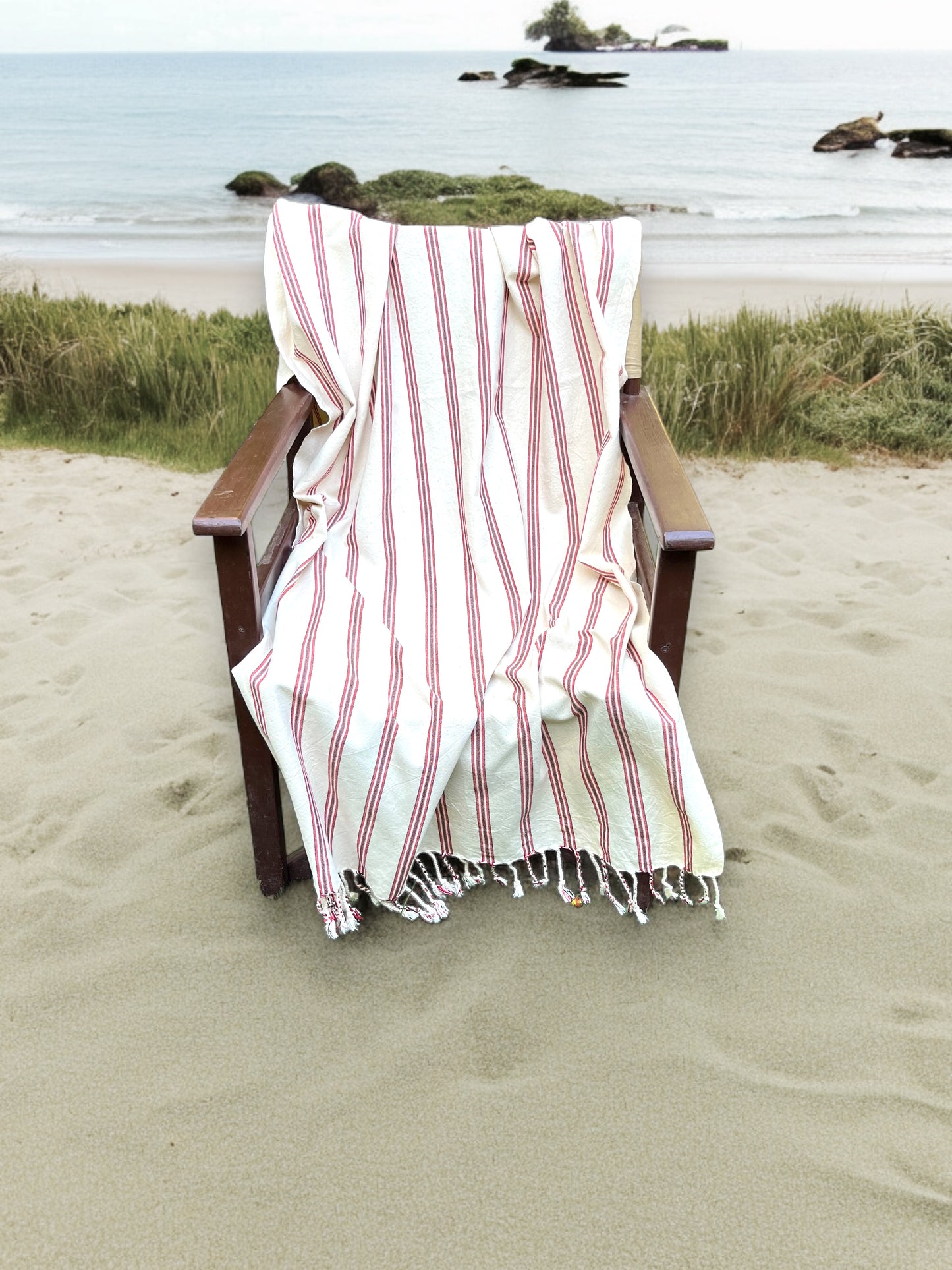 Erine striped 100% cotton bath and beach towel