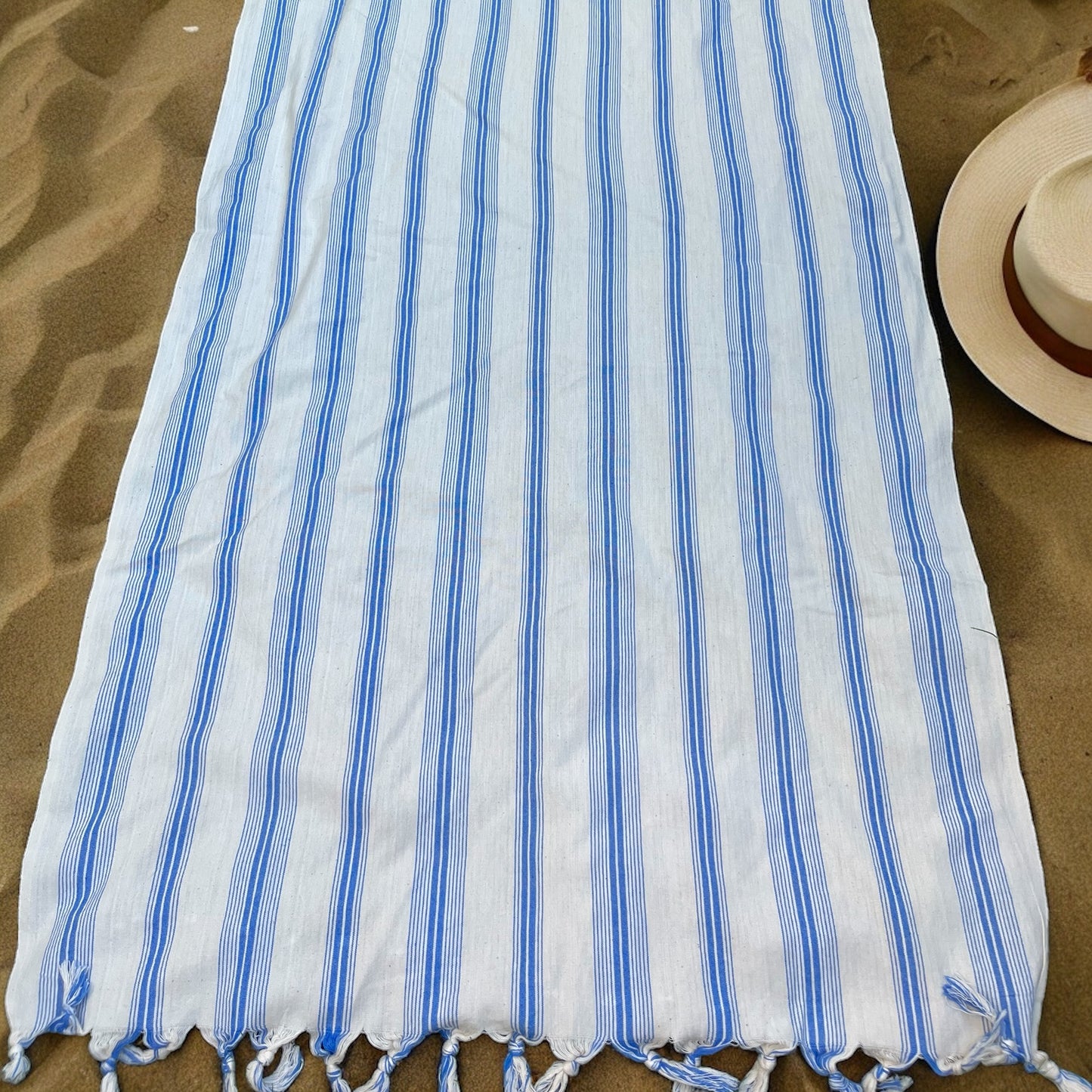 Aegean Blue Stripe Beach and Bath Towel