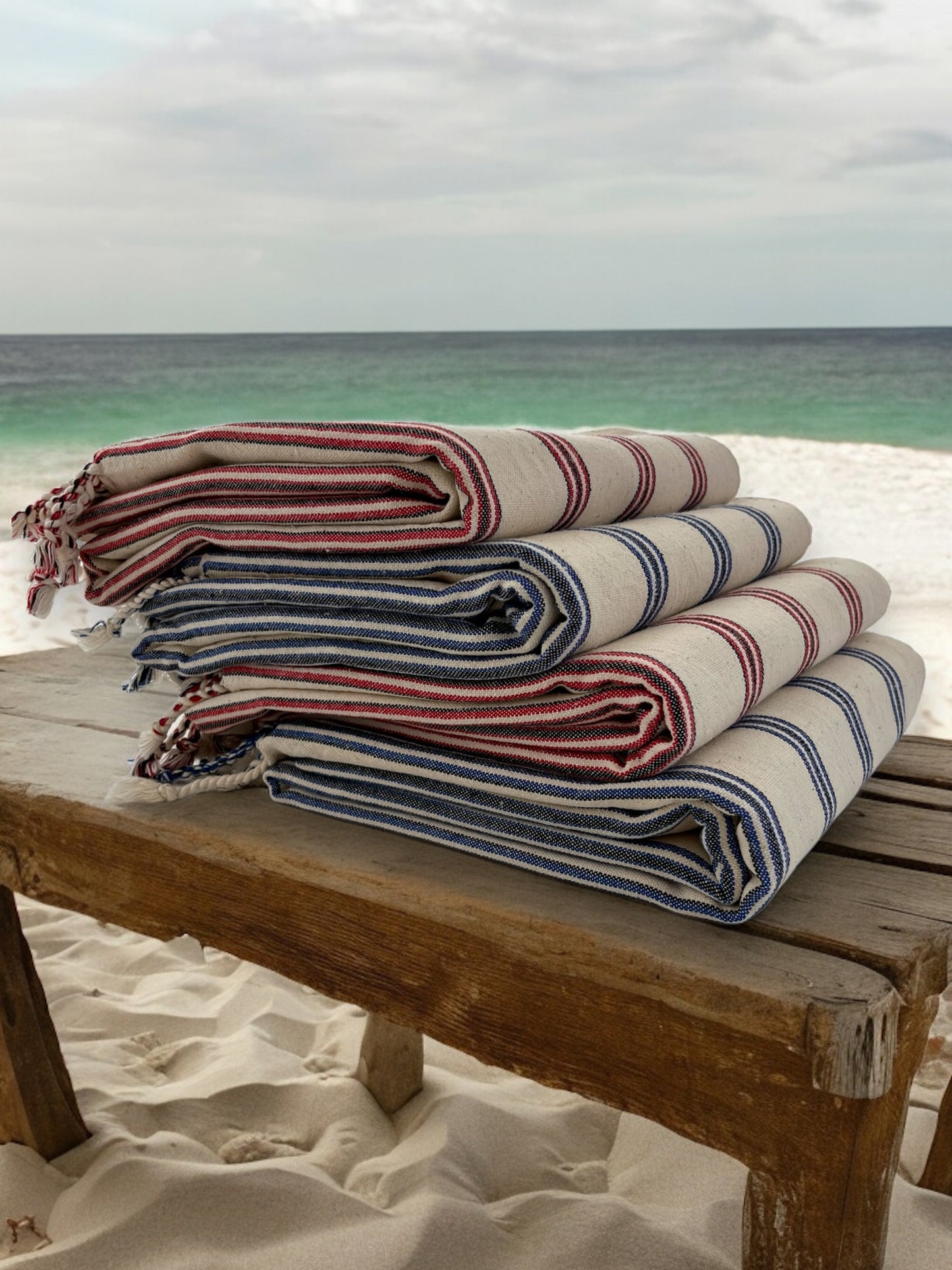 Erine striped 100% cotton bath and beach towel