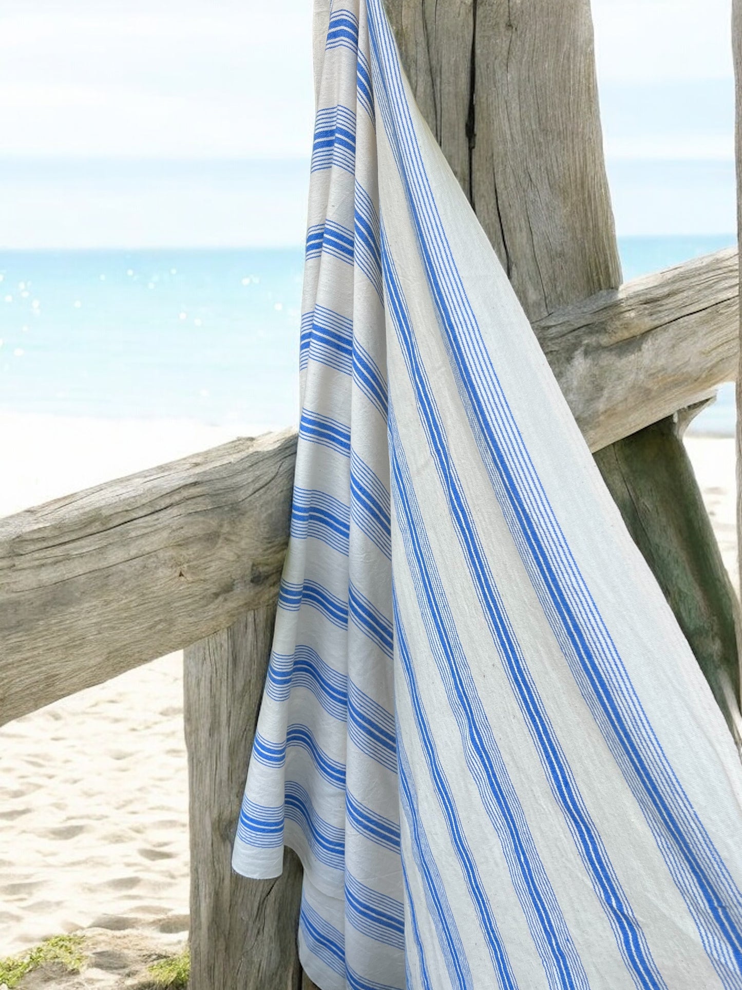 Aegean Blue Stripe Beach and Bath Towel