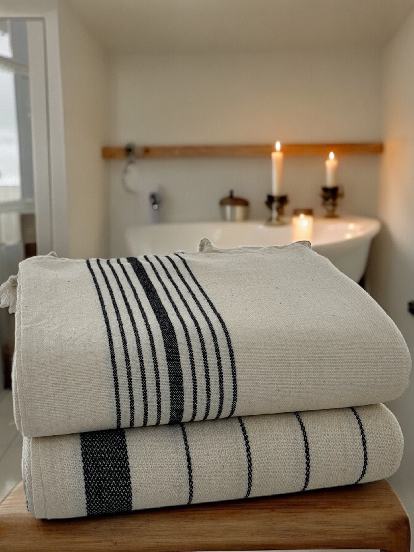 Tarsus Stripe 100% Cotton Handwoven Beach and Bath Towel.