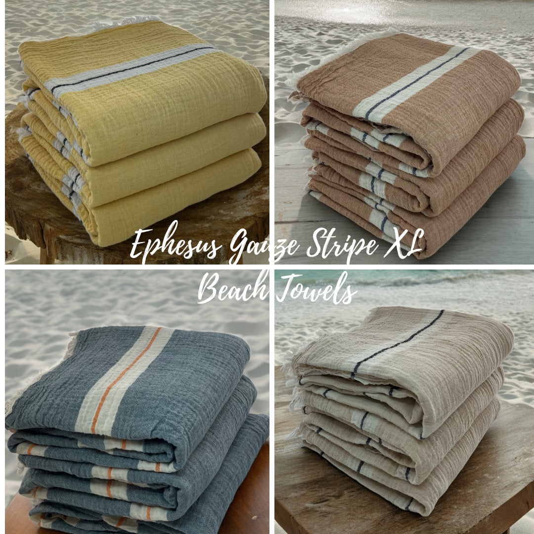 Ephesus Gauze Stripe XL Beach and Bath Towel