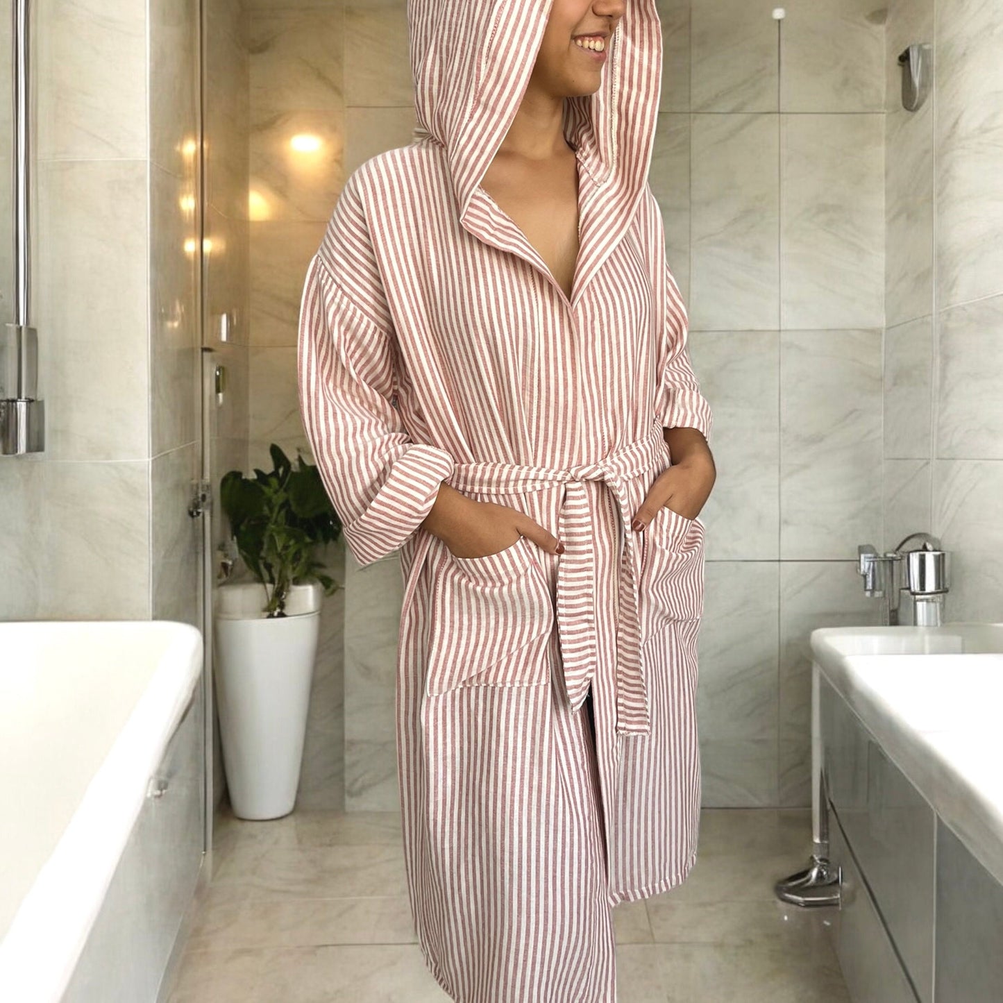 Pamukkale Gauze Unisex 100% Cotton Hooded Robe