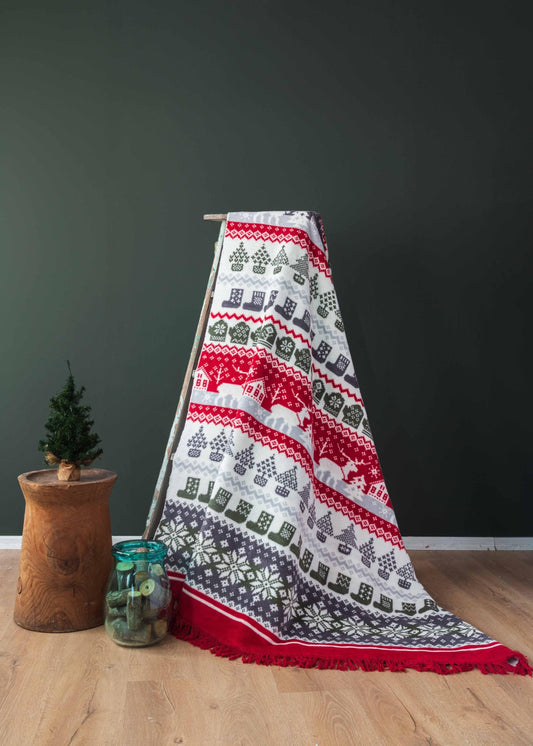 Cotton Christmas Blanket - Queen and Twin Size  with color options