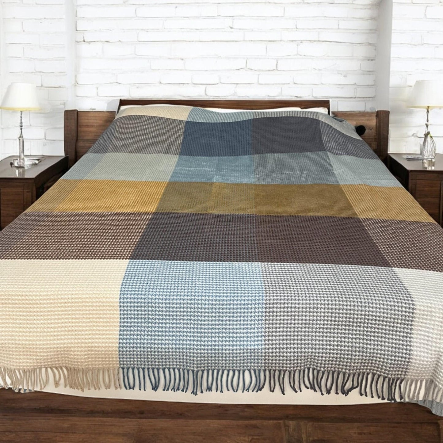 Cotton Scotch Plaid Blanket - Queen and Twin Size  with color options. Super soft and perfect gift for winter season!