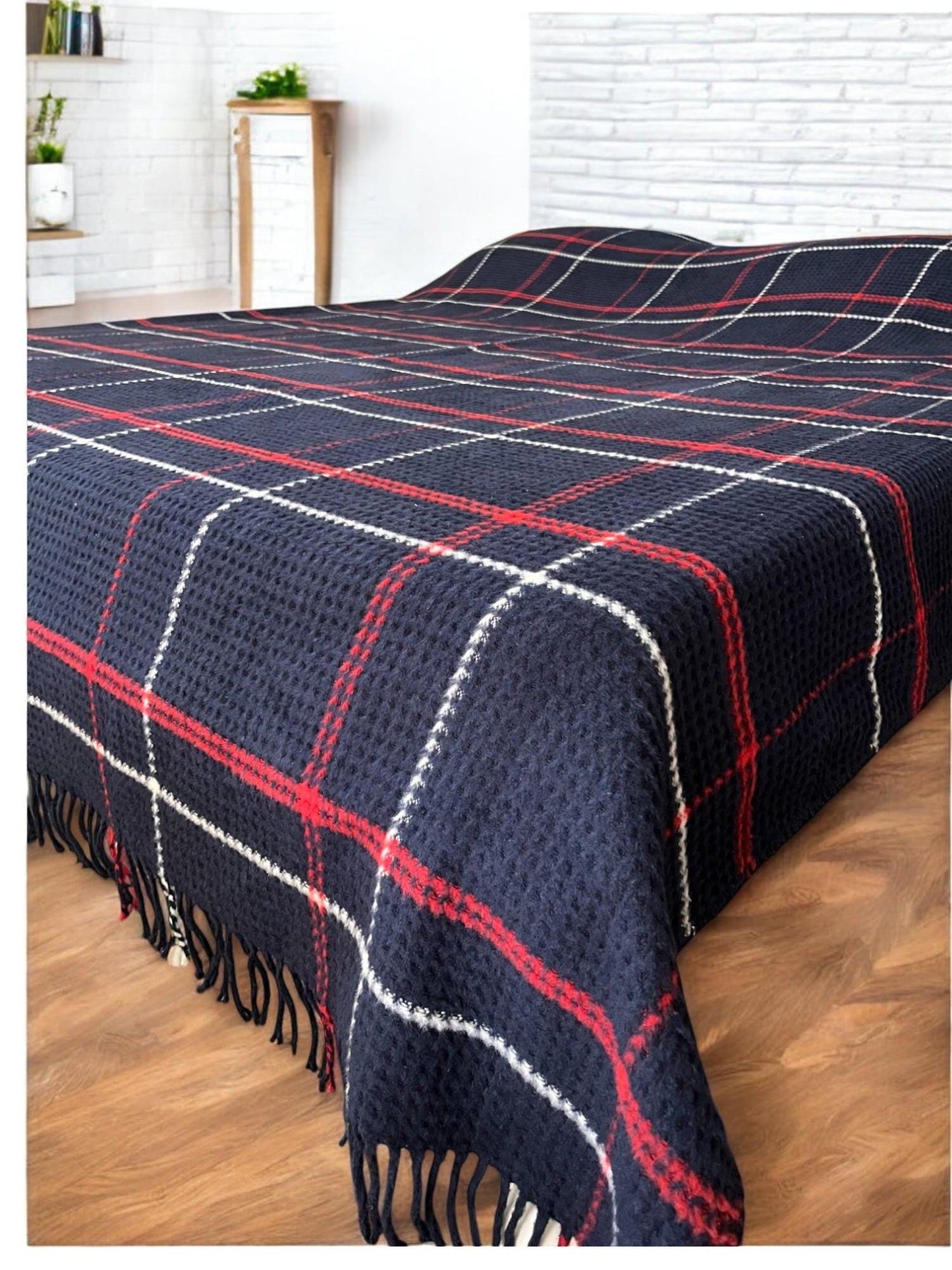 Cotton Scotch Plaid Blanket - Queen and Twin Size  with color options. Super soft and perfect gift for winter season!