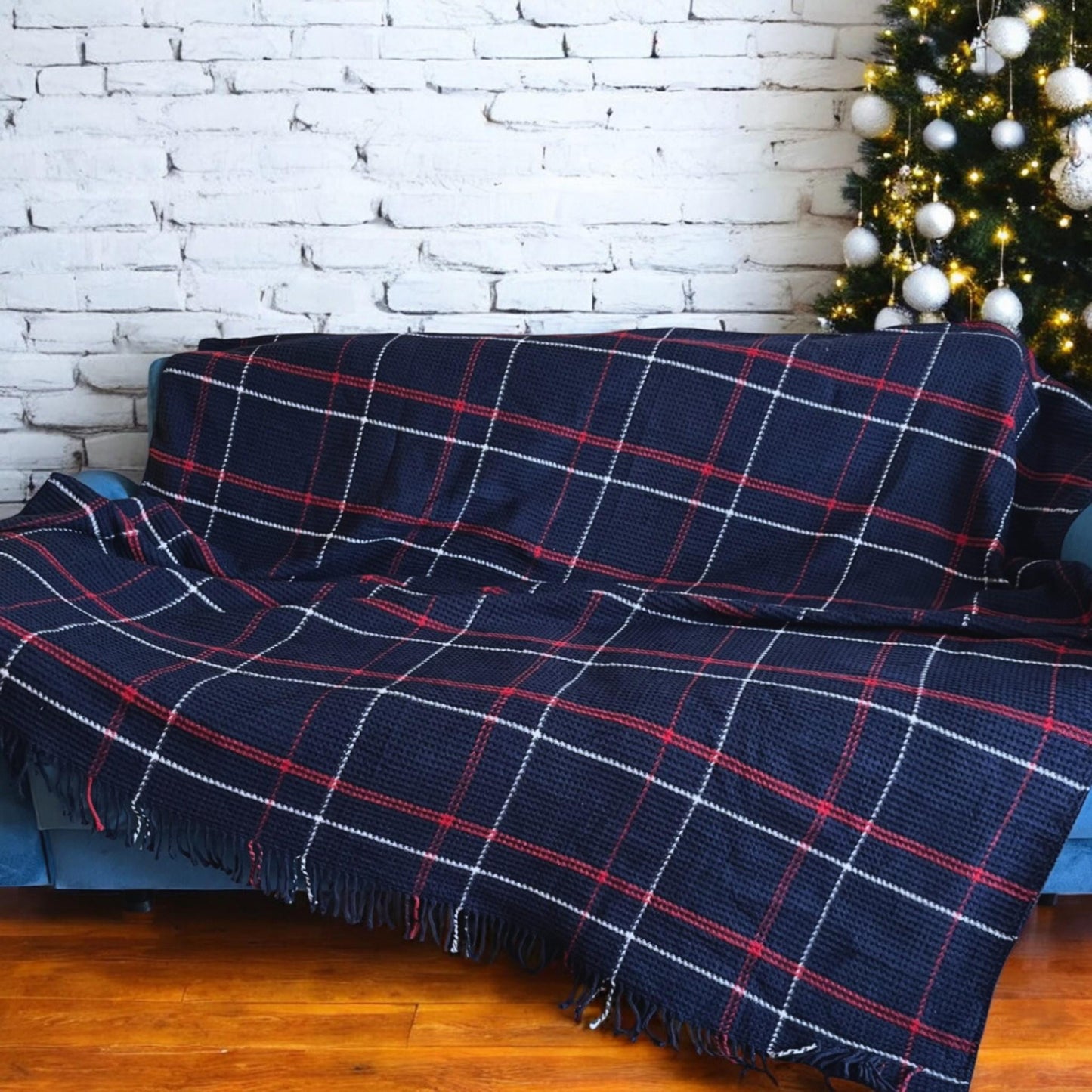 Cotton Scotch Plaid Blanket - Queen and Twin Size  with color options. Super soft and perfect gift for winter season!